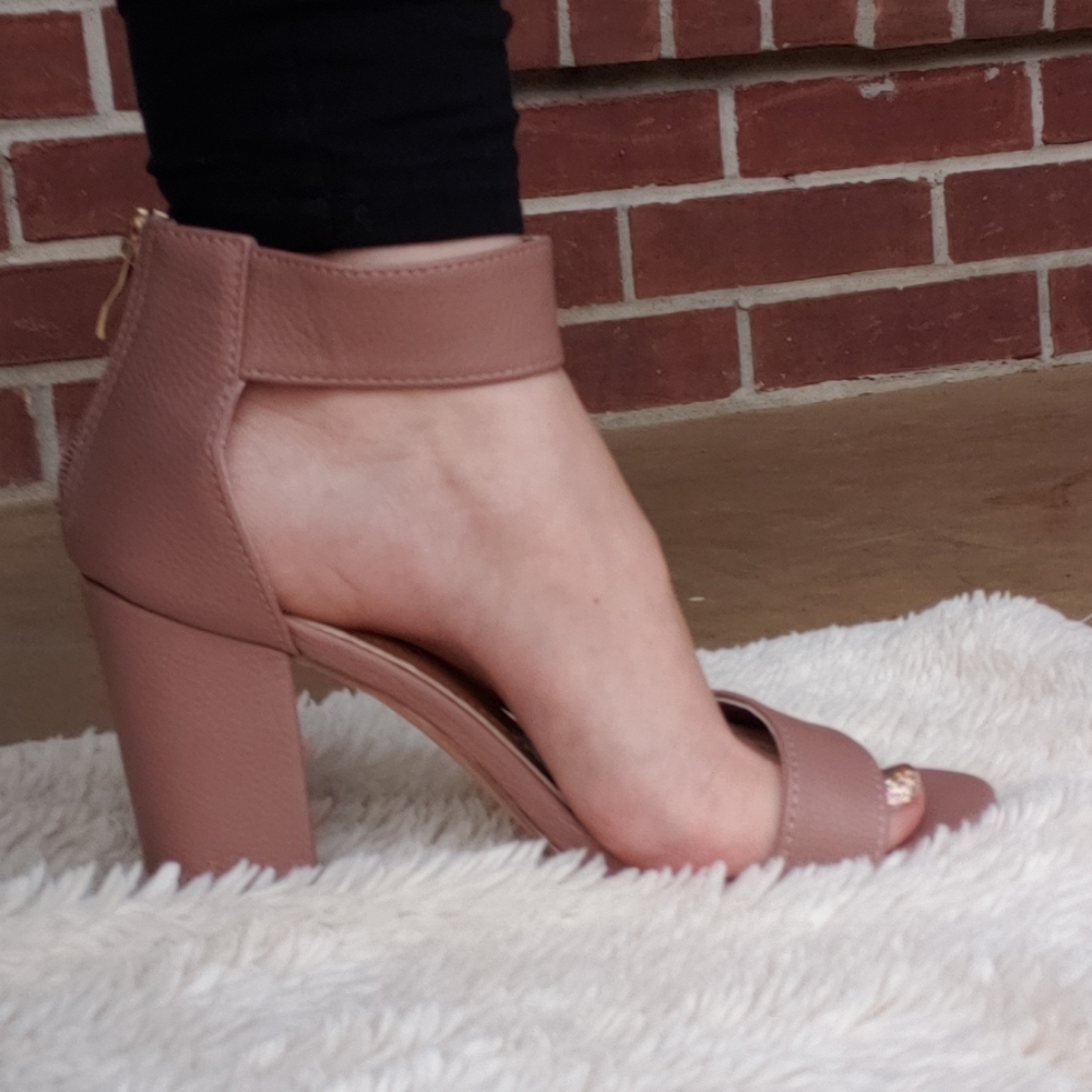 Blush Ankle Strap Block High Heel Sandal - Picture 9 of 11